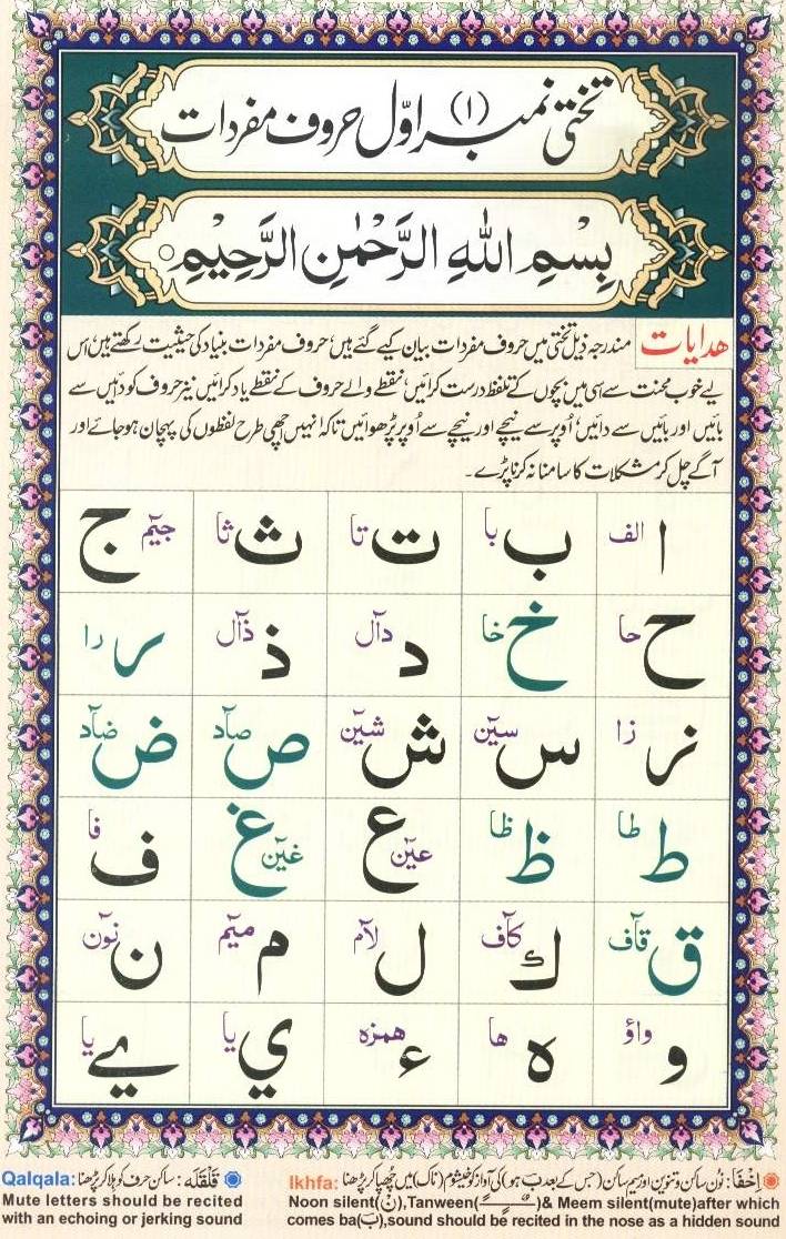 Urdu Qaida Page 1