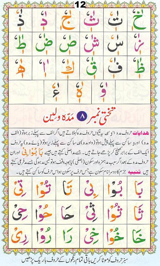 Urdu Qaida Page 12
