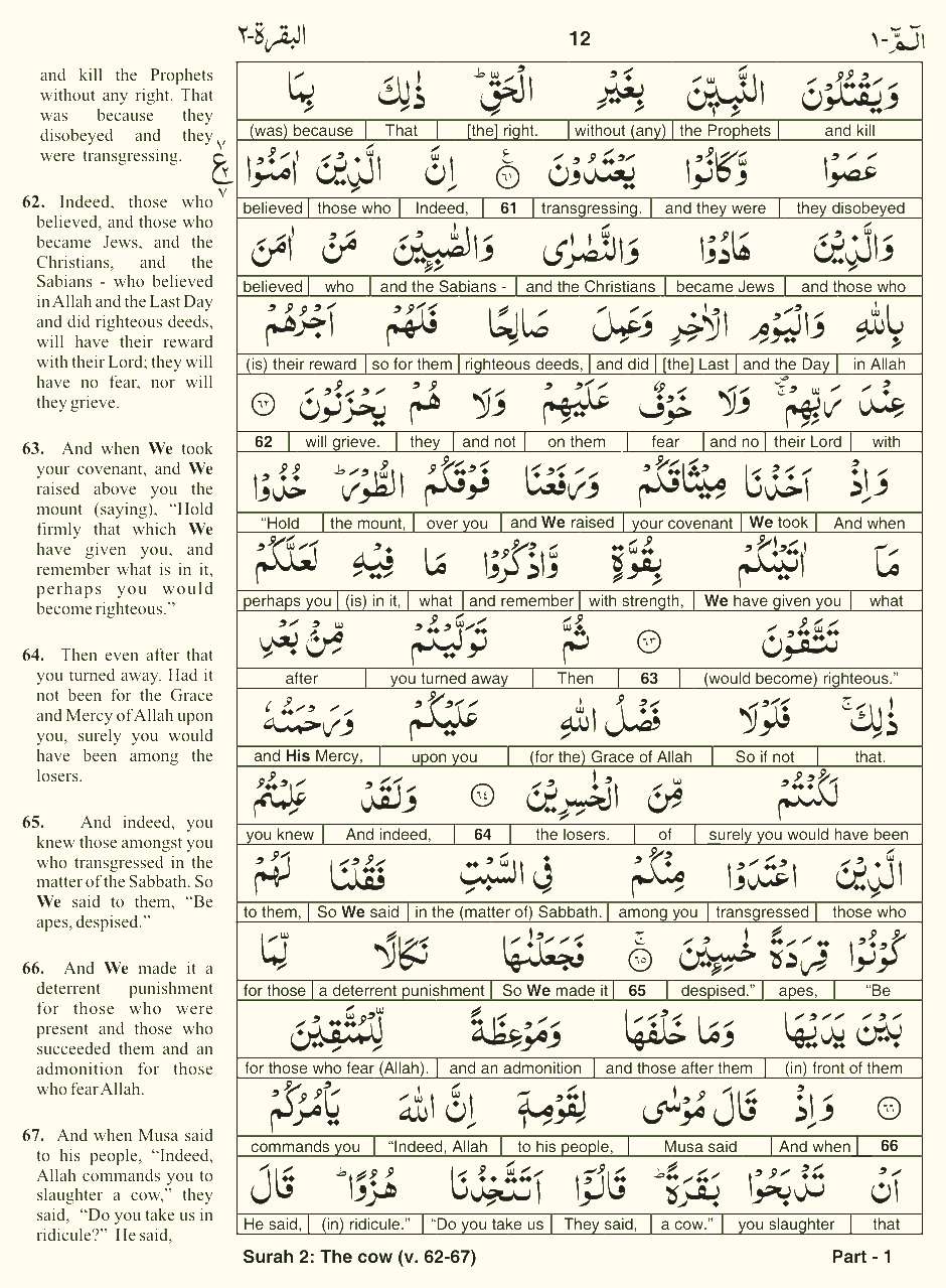 Quran English Parah 1 Page 12