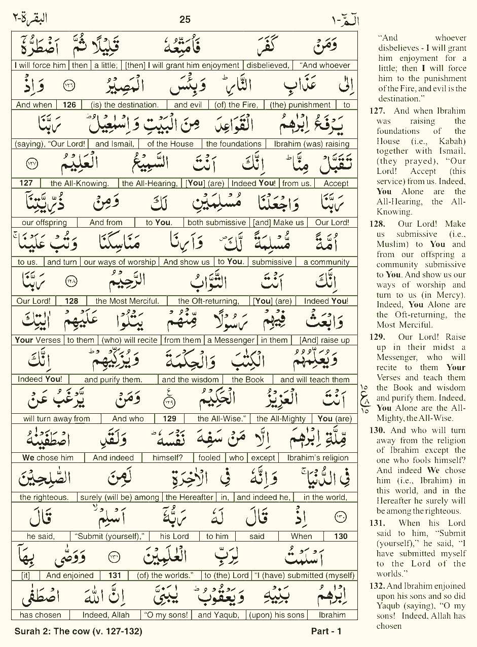 Quran English Parah 1 Page 25