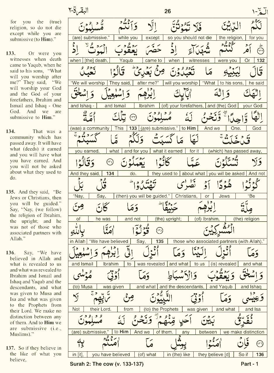Quran English Parah 1 Page 26