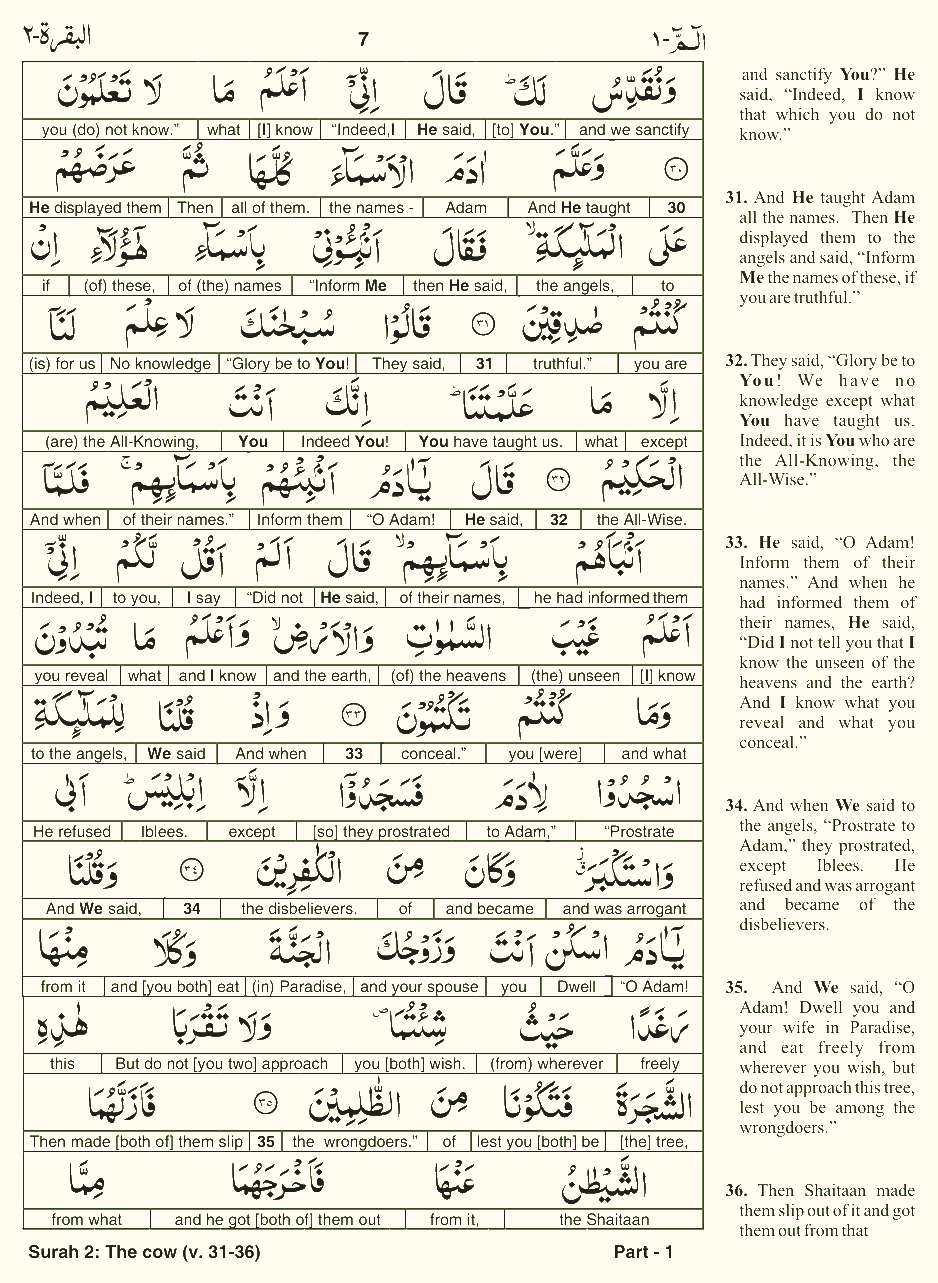 Quran English Parah 1 Page 7