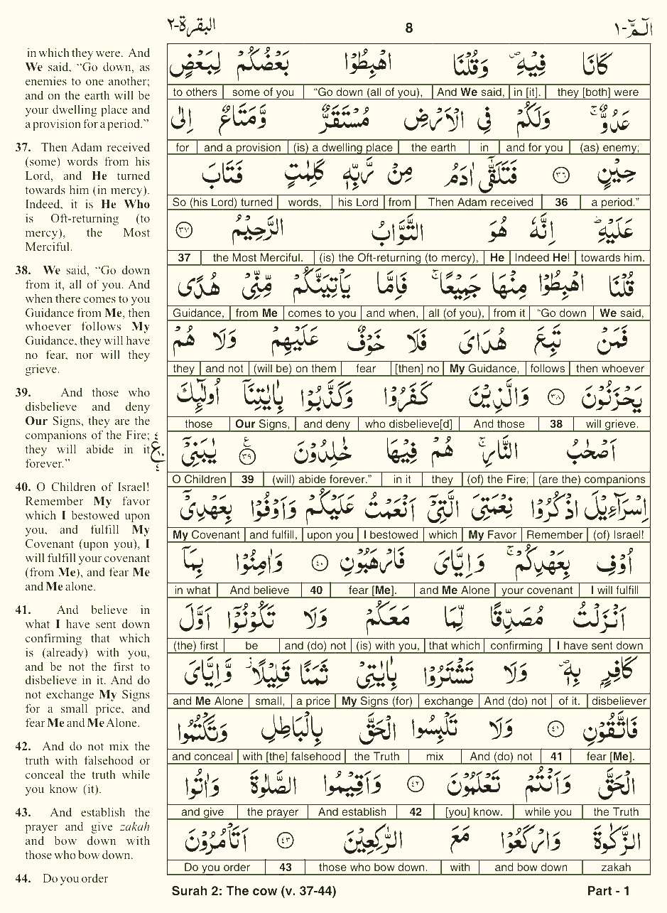 Quran English Parah 1 Page 8