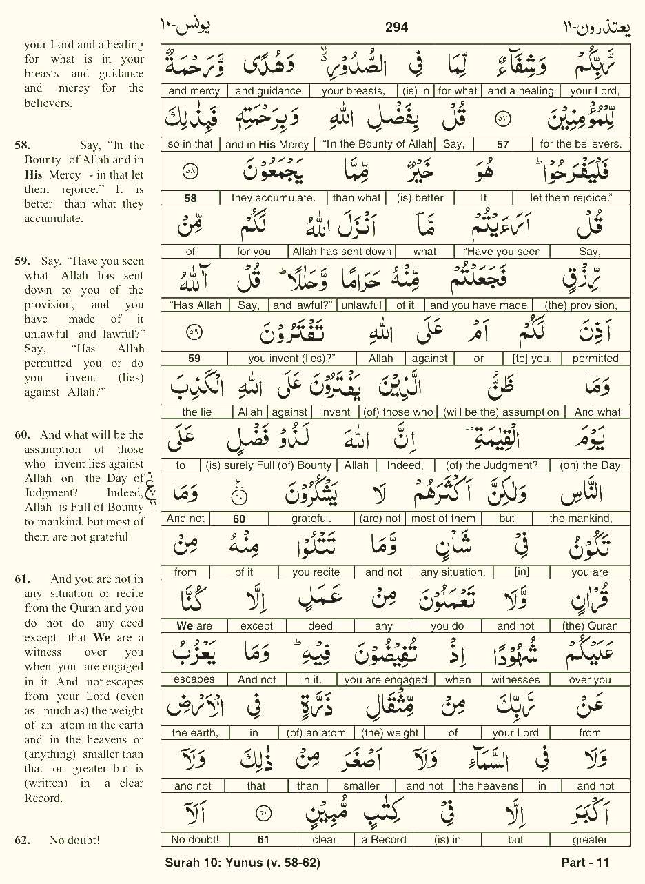 Quran English Parah 11 Page 20