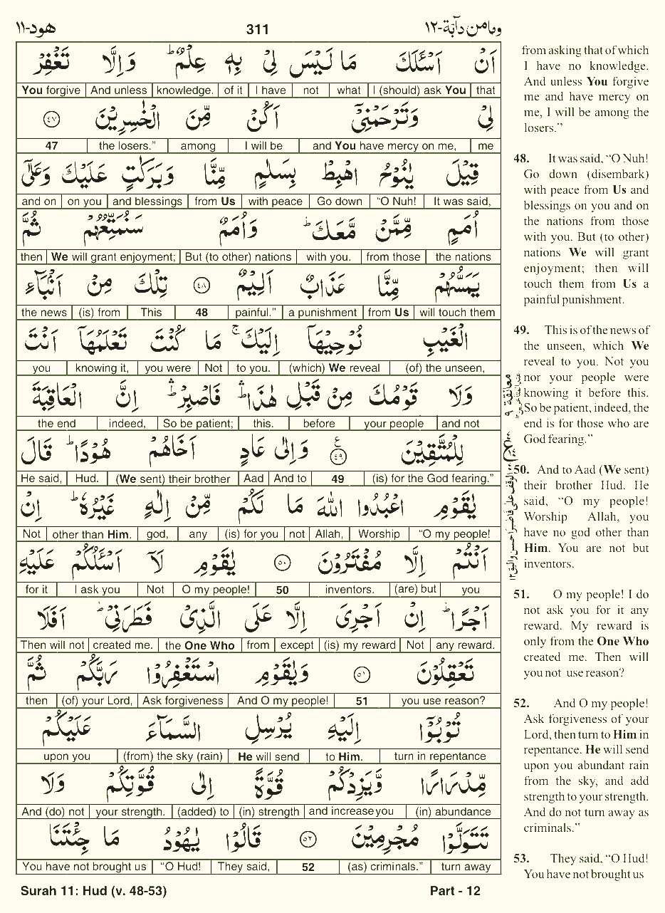 Quran English Parah 12 Page 8