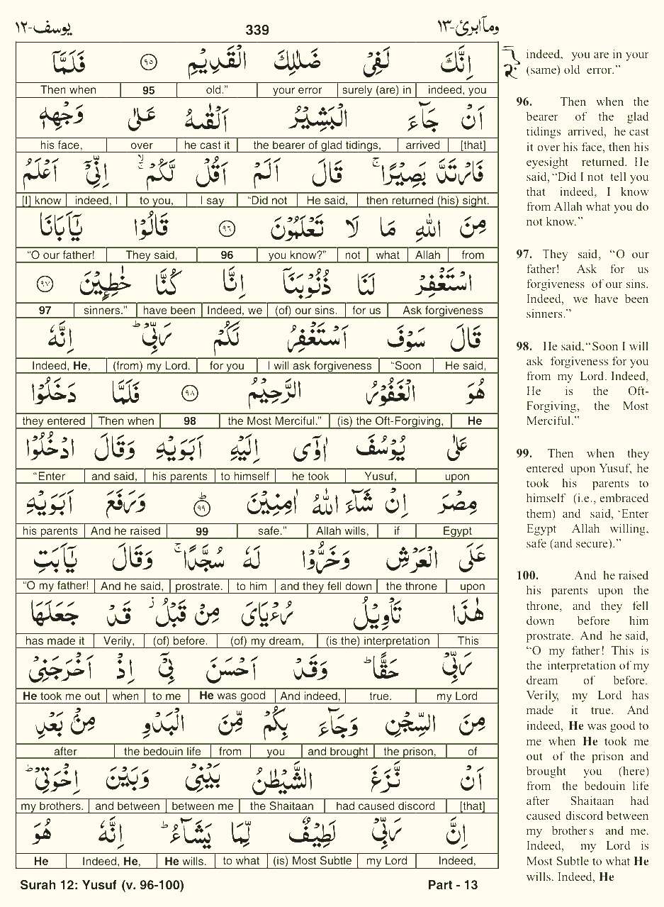 Quran English Parah 13 Page 8