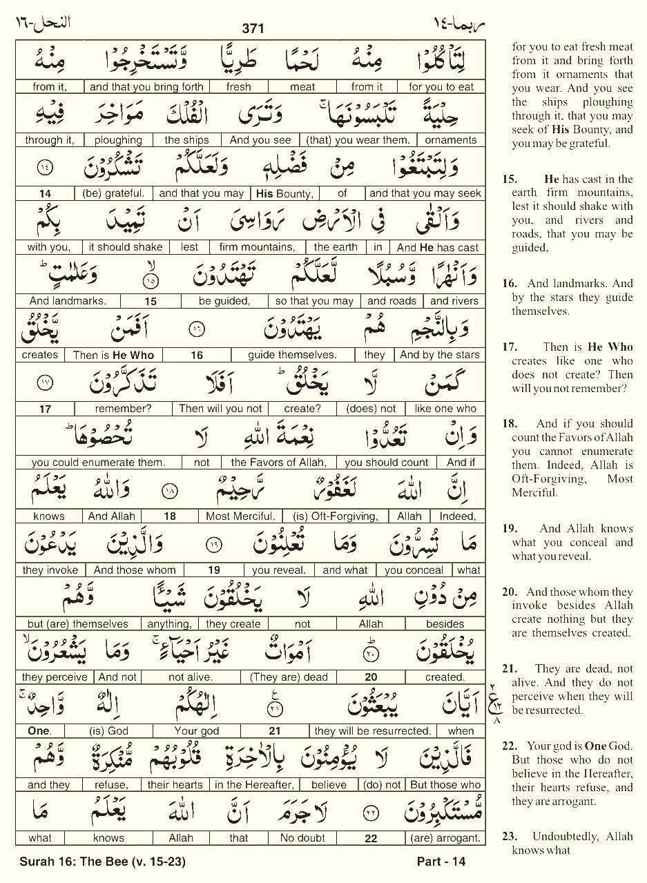 Quran English Parah 14 Page 11