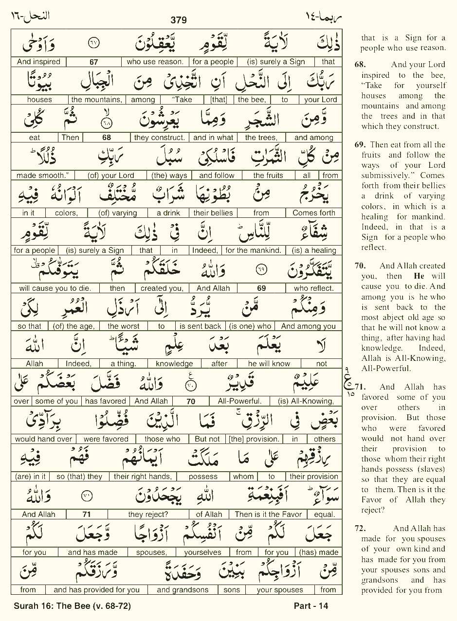 Quran English Parah 14 Page 19