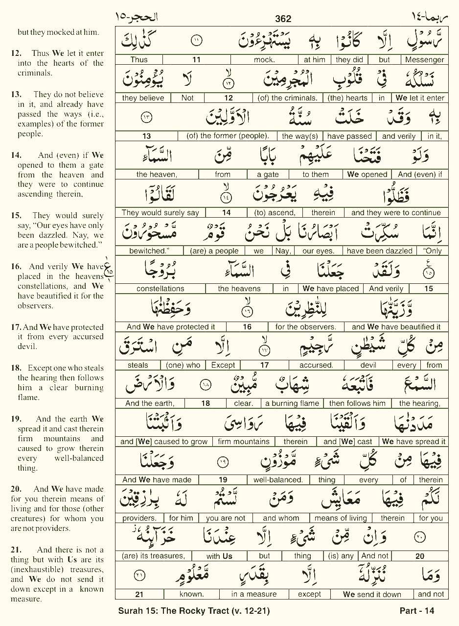 Quran English Parah 14 Page 2