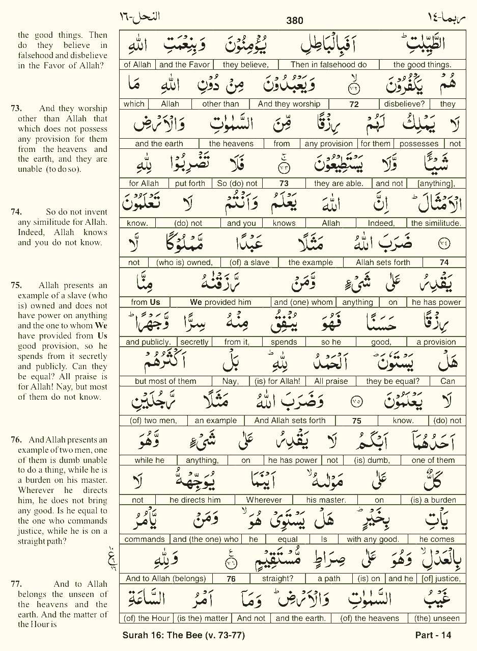 Quran English Parah 14 Page 20