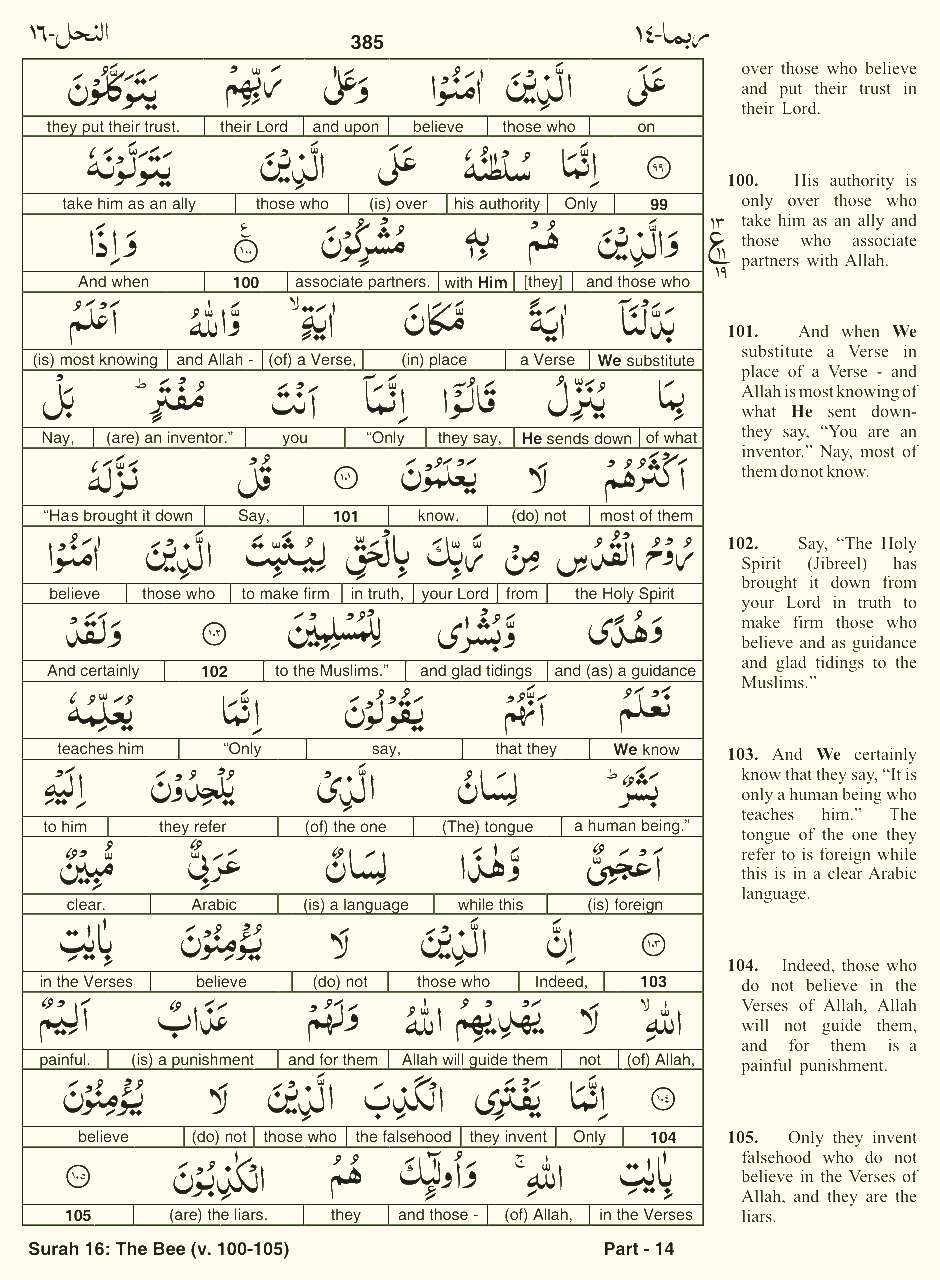 Quran English Parah 14 Page 25