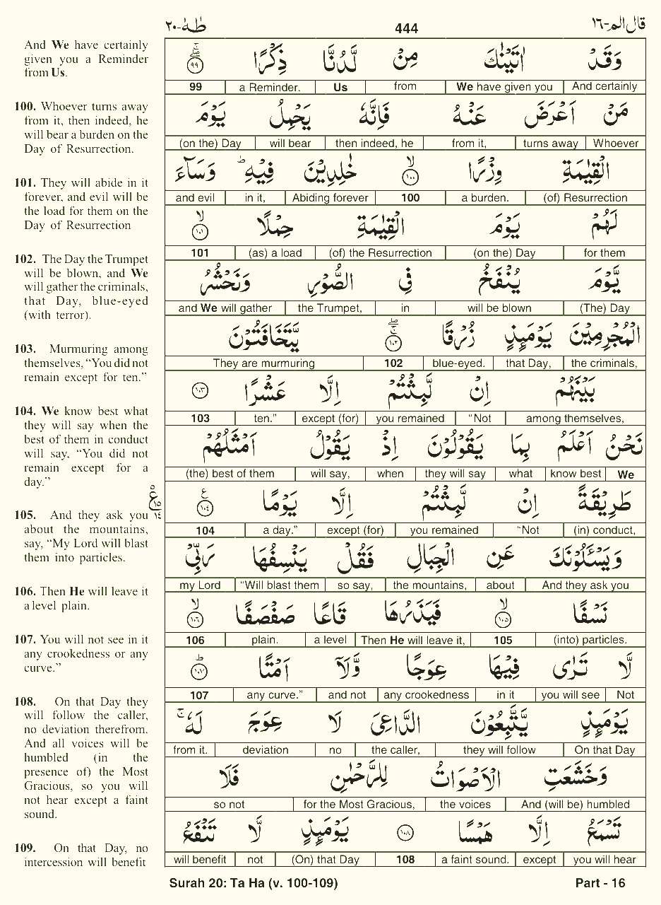 Quran English Parah 16 Page 27