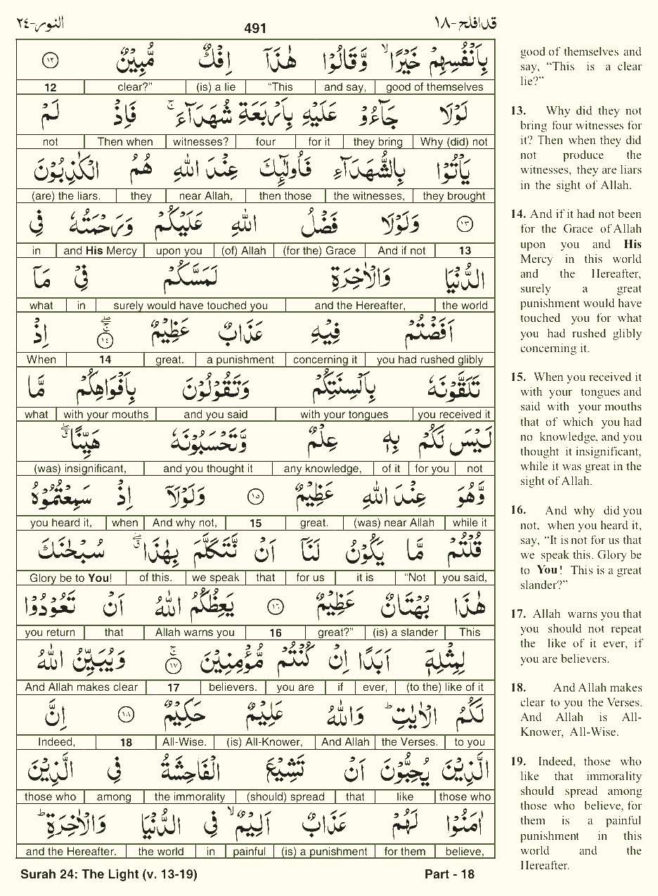 Quran English Parah 18 Page 15
