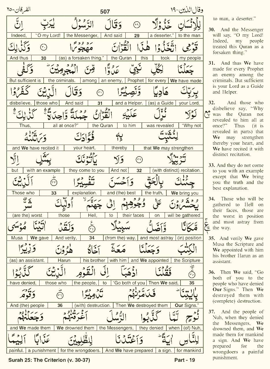 Quran English Parah 19 Page 2