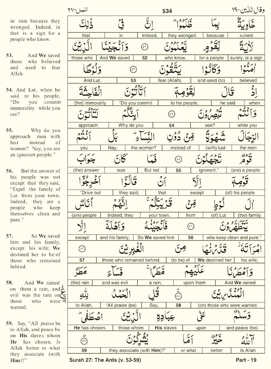 Quran English Parah 19 Page 29