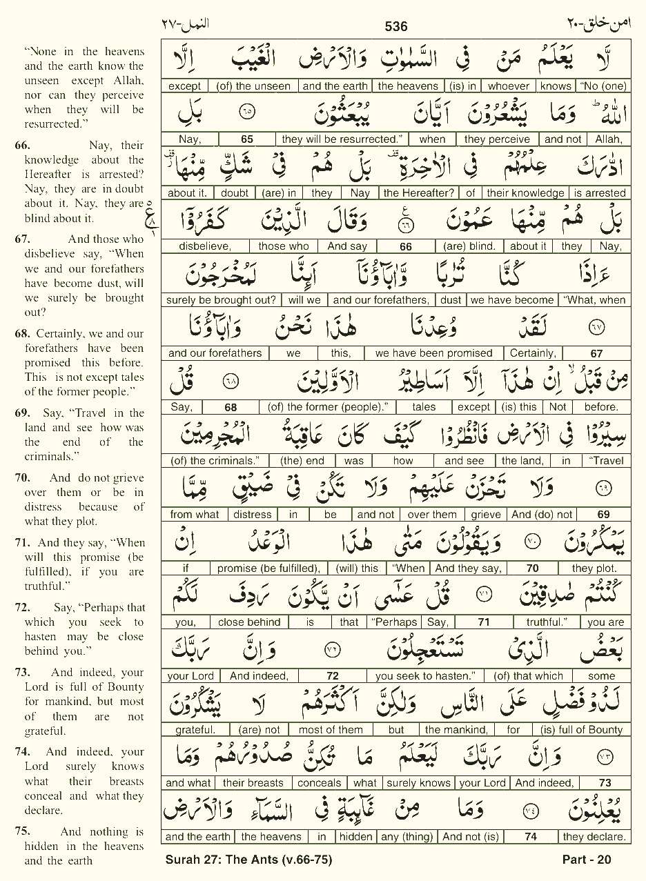 Quran English Parah 20 Page 2