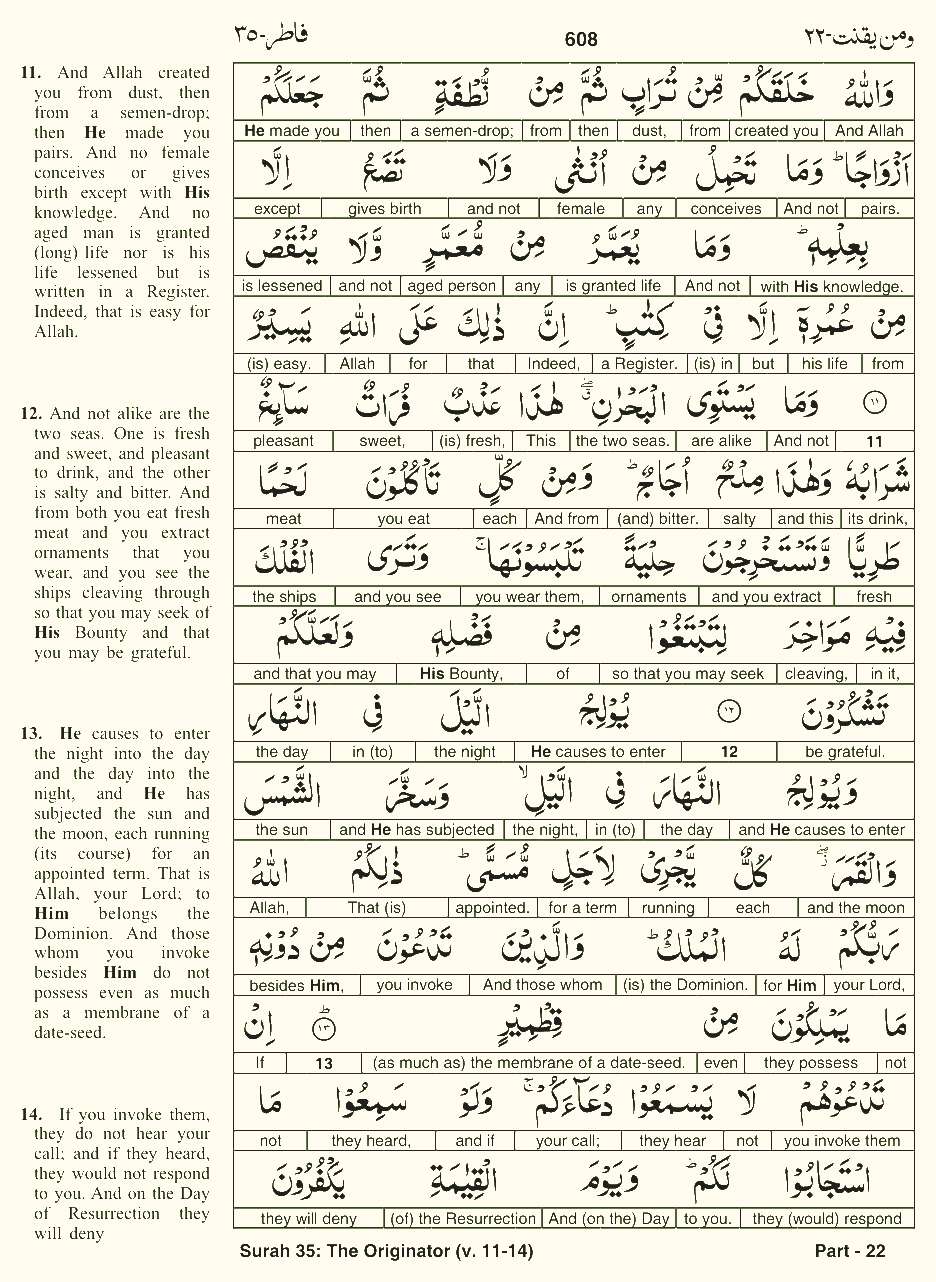 Quran English Parah 22 Page 20