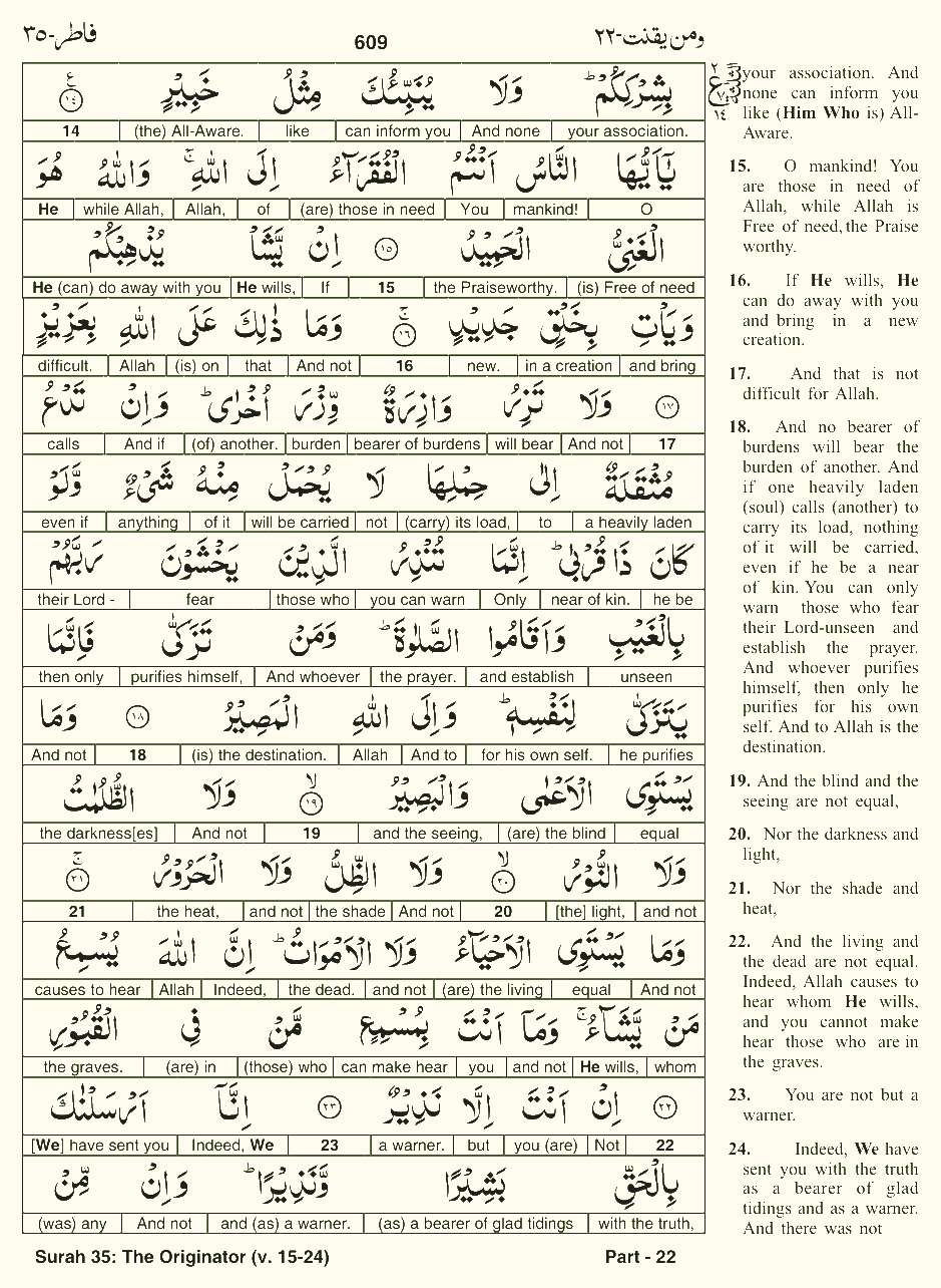 Quran English Parah 22 Page 21
