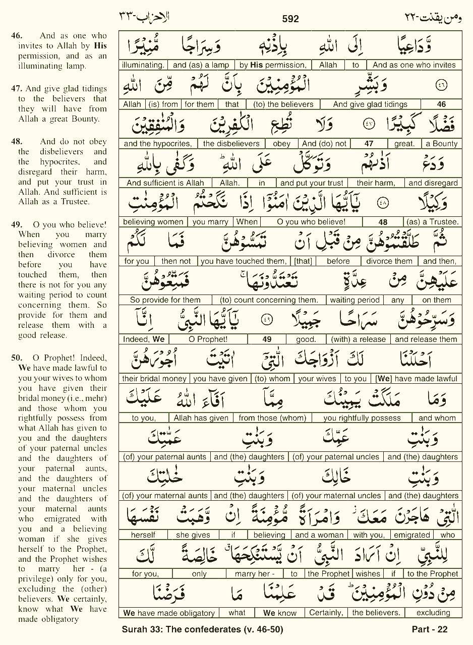 Quran English Parah 22 Page 4