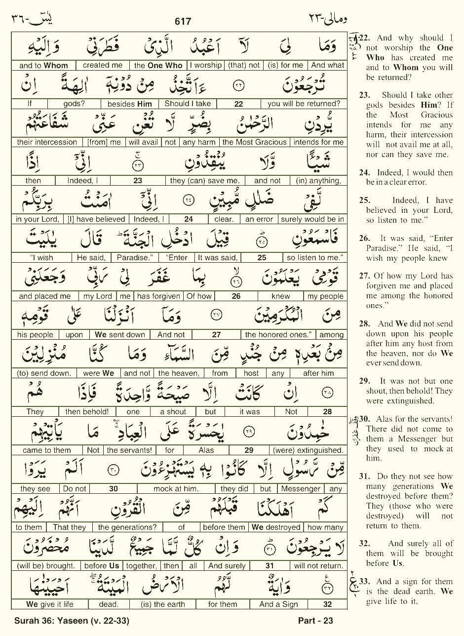 Quran English Parah 23 Page 1