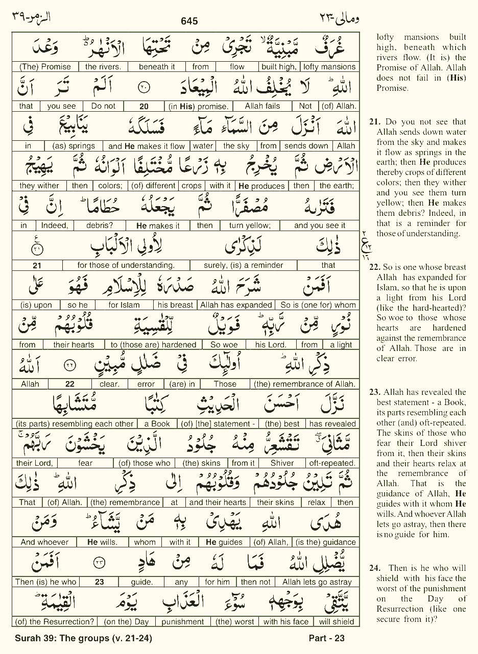 Quran English Parah 23 Page 29