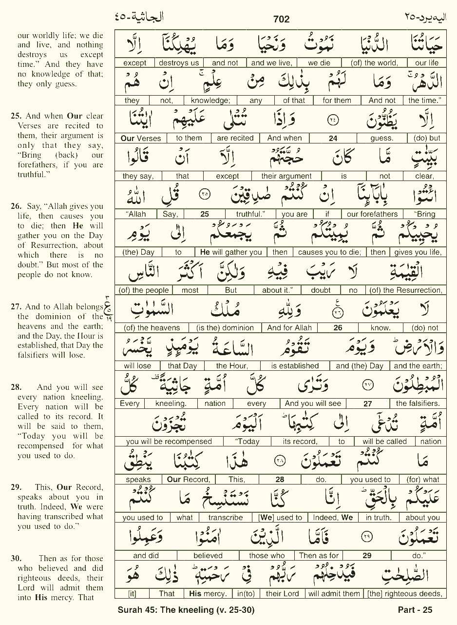 Quran English Parah 25 Page 29