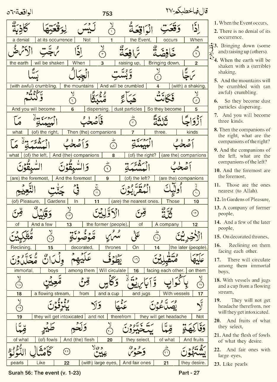 Quran English Parah 27 Page 21