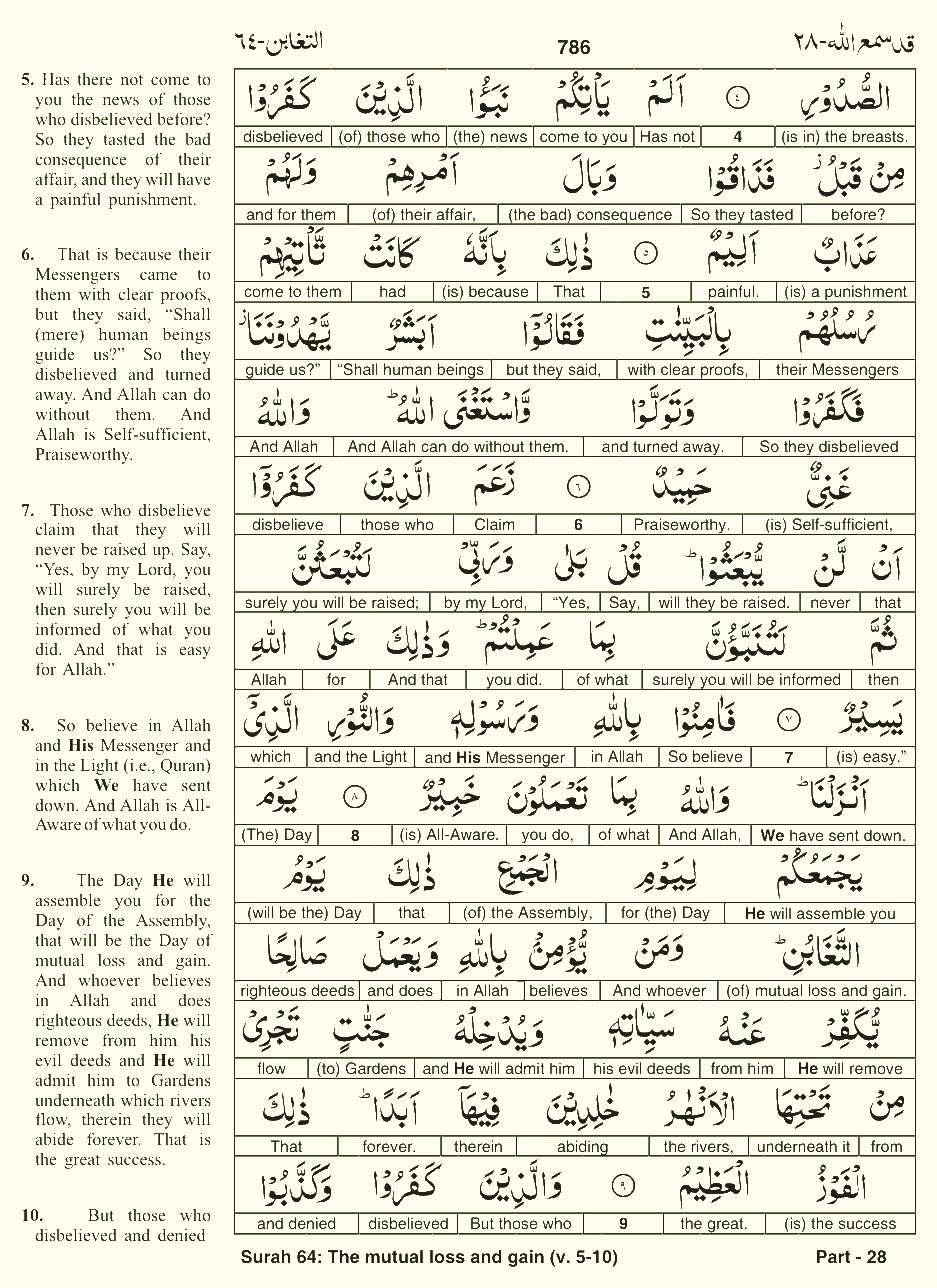 Quran English Parah 28 Page 22
