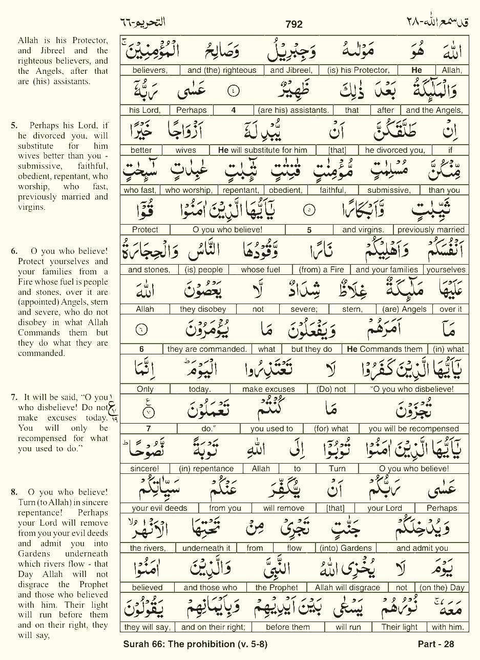Quran English Parah 28 Page 28