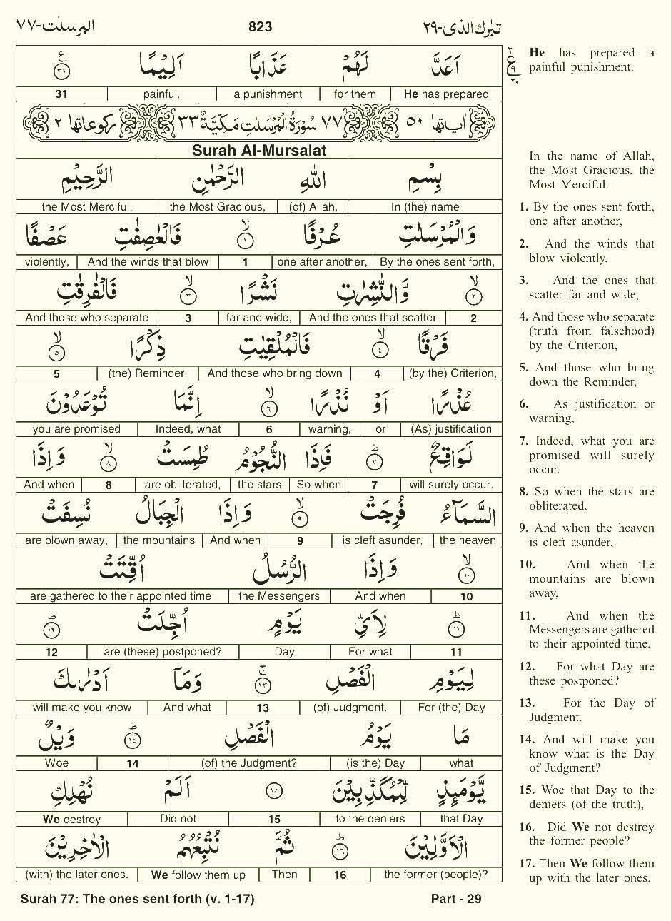 Quran English Parah 29 Page 30