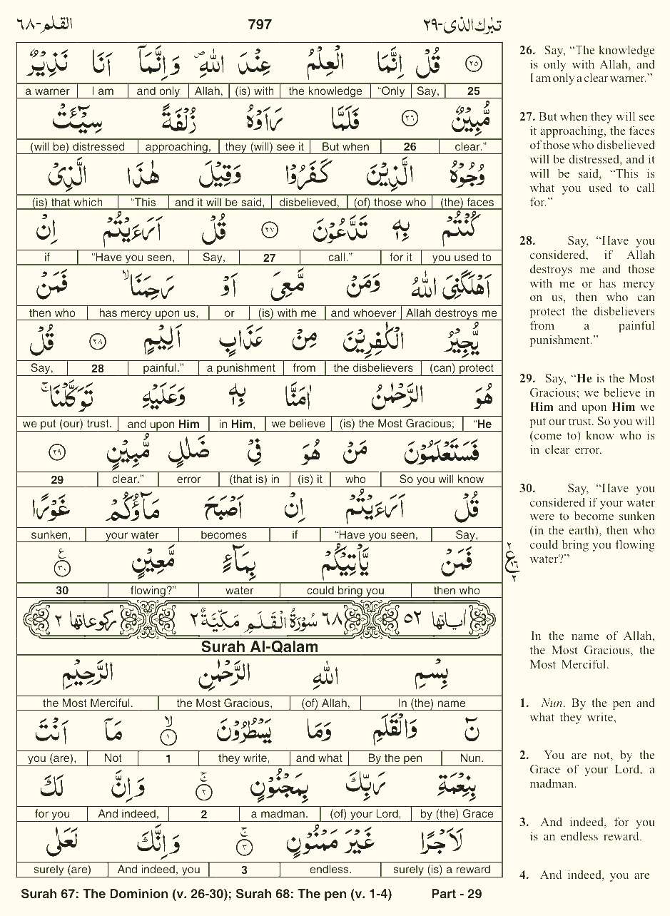 Quran English Parah 29 Page 4