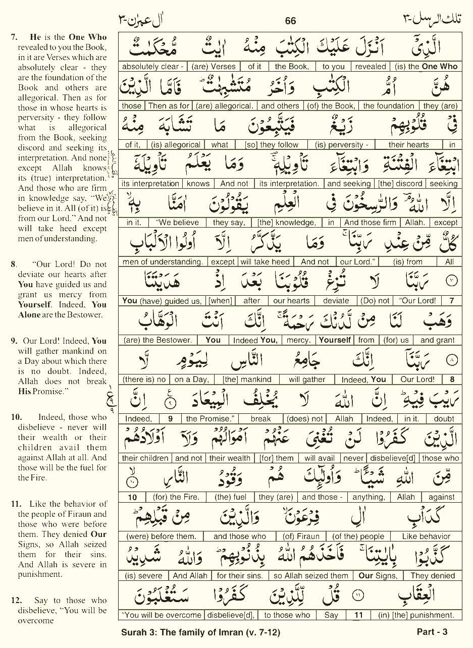 Quran English Parah 3 Page 12