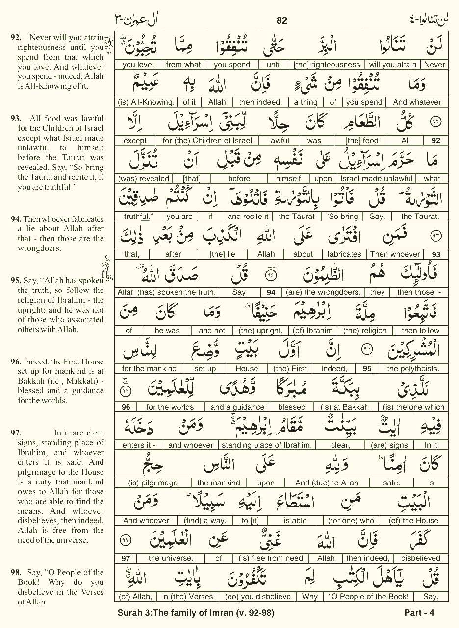 Quran English Parah 4 Page 1