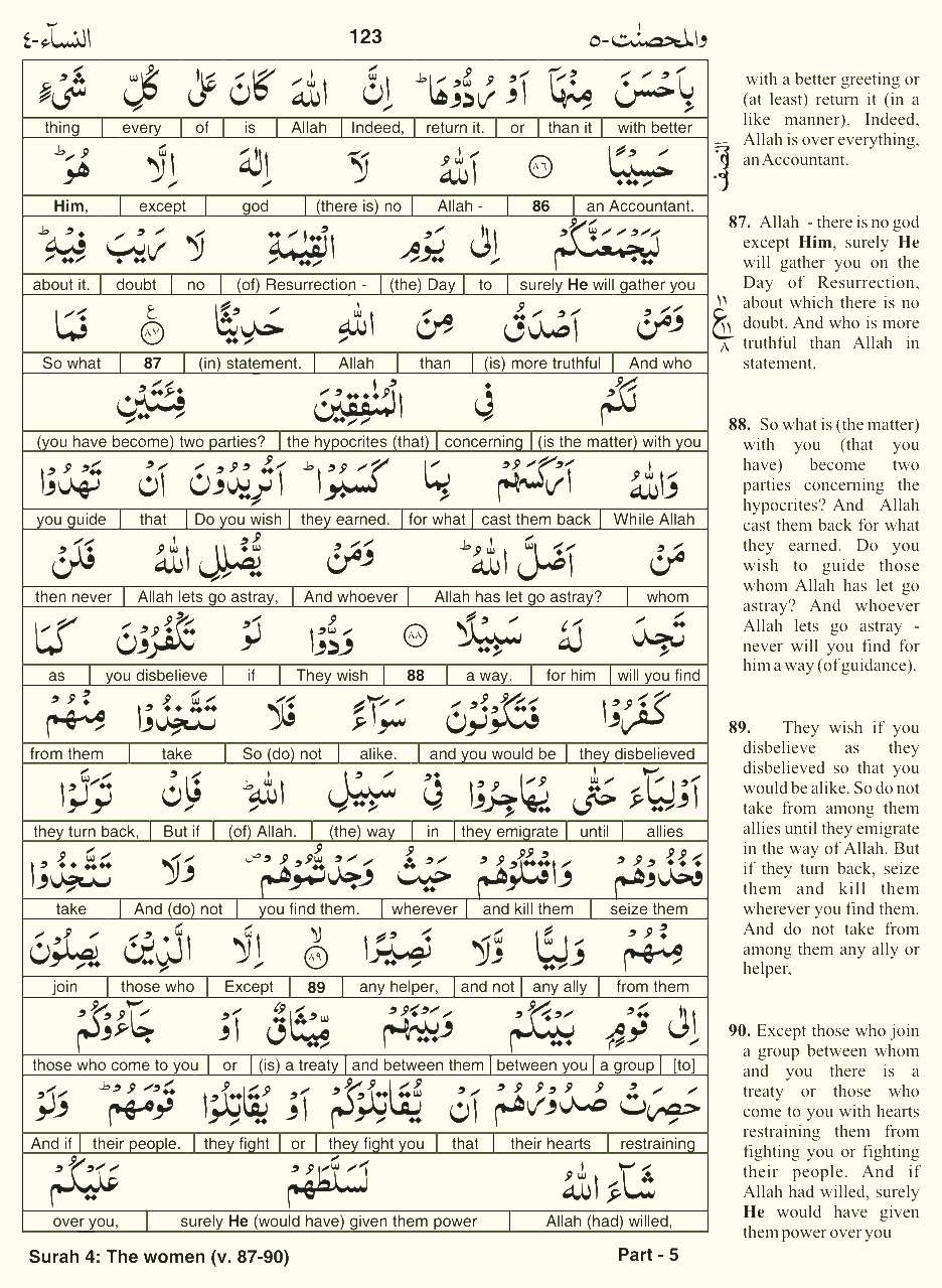 Quran English Parah 5 Page 14
