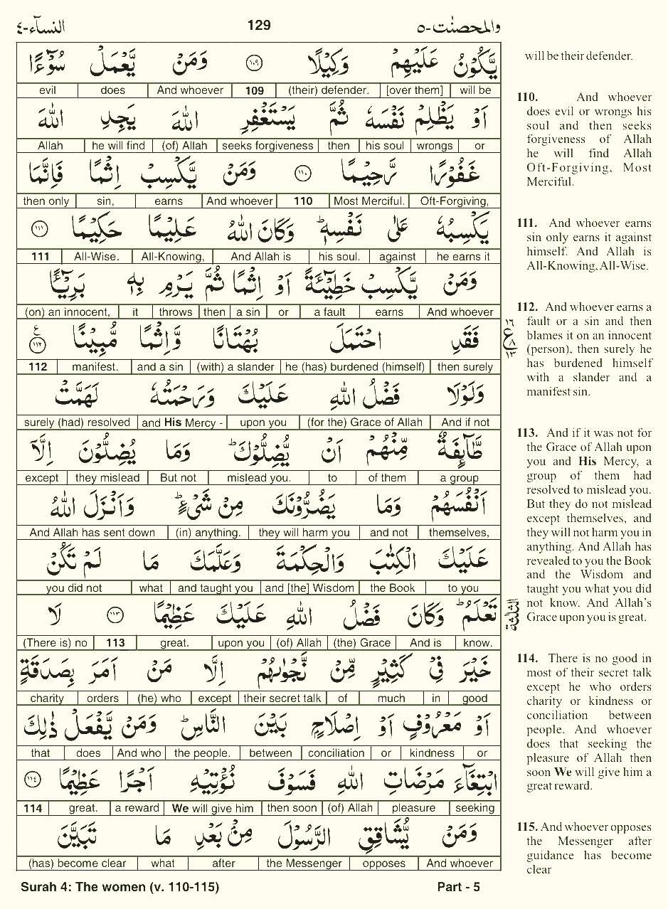 Quran English Parah 5 Page 20