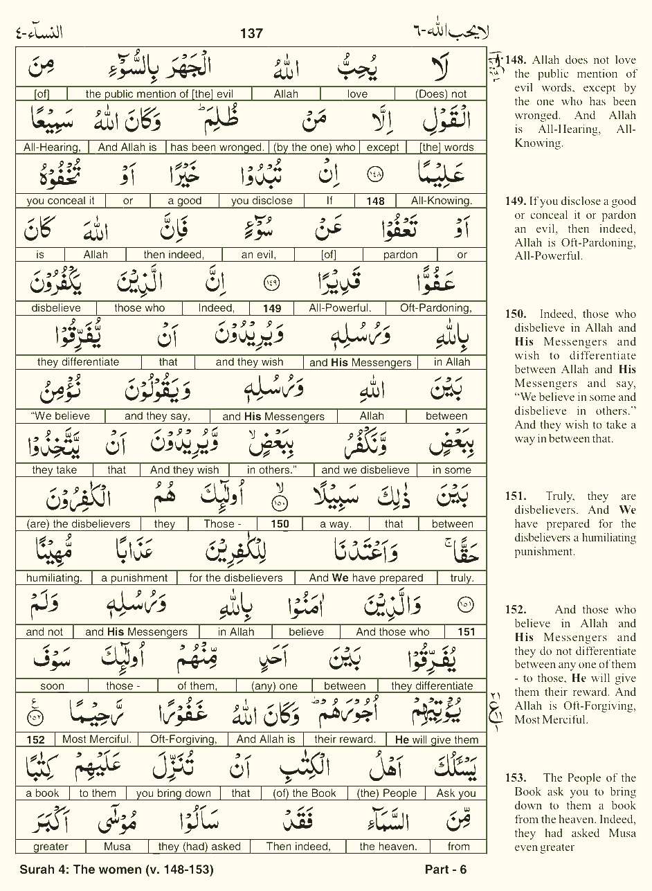 Quran English Parah 6 Page 1