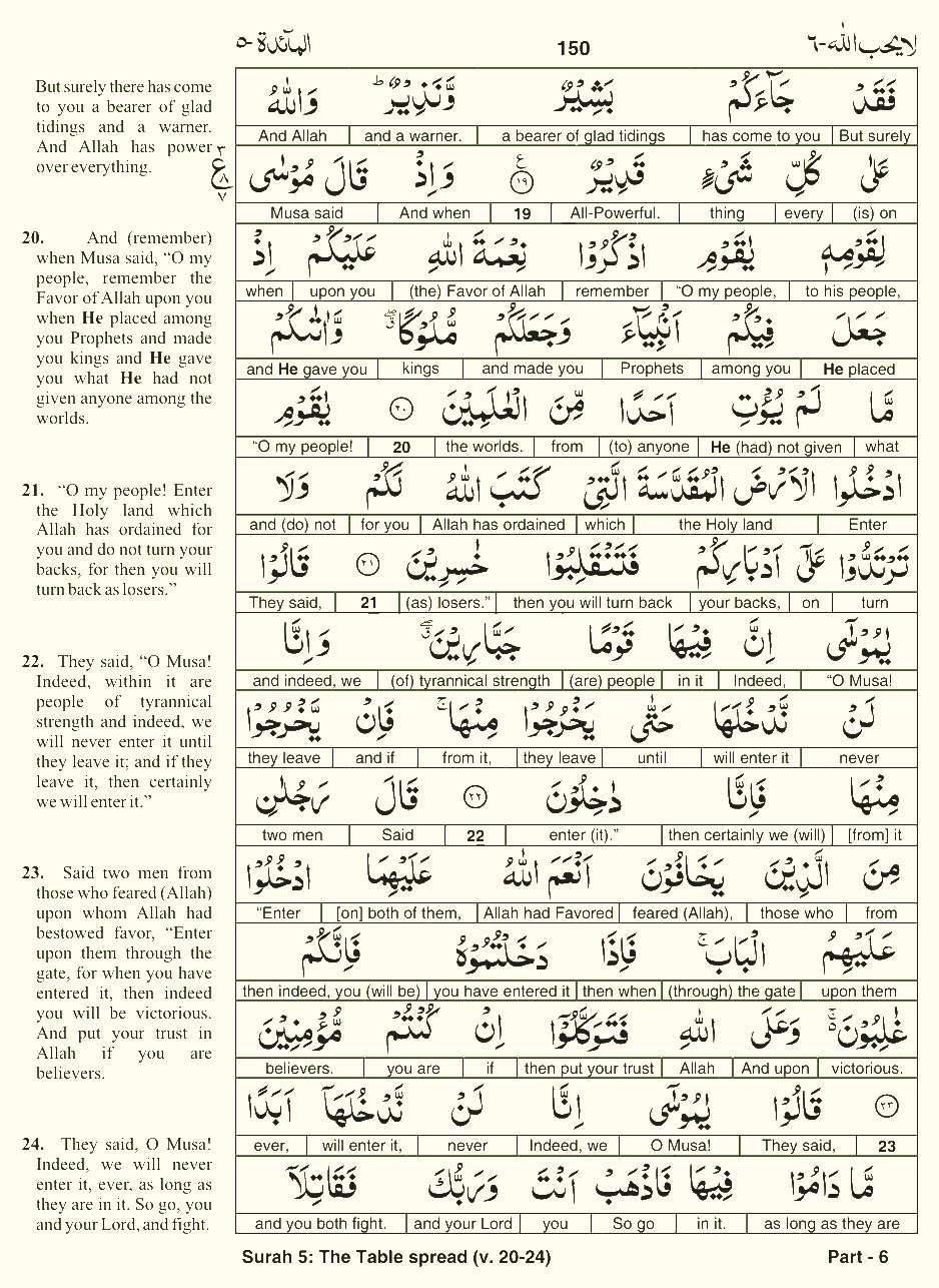 Quran English Parah 6 Page 14