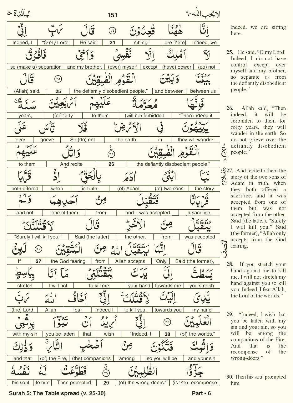 Quran English Parah 6 Page 15