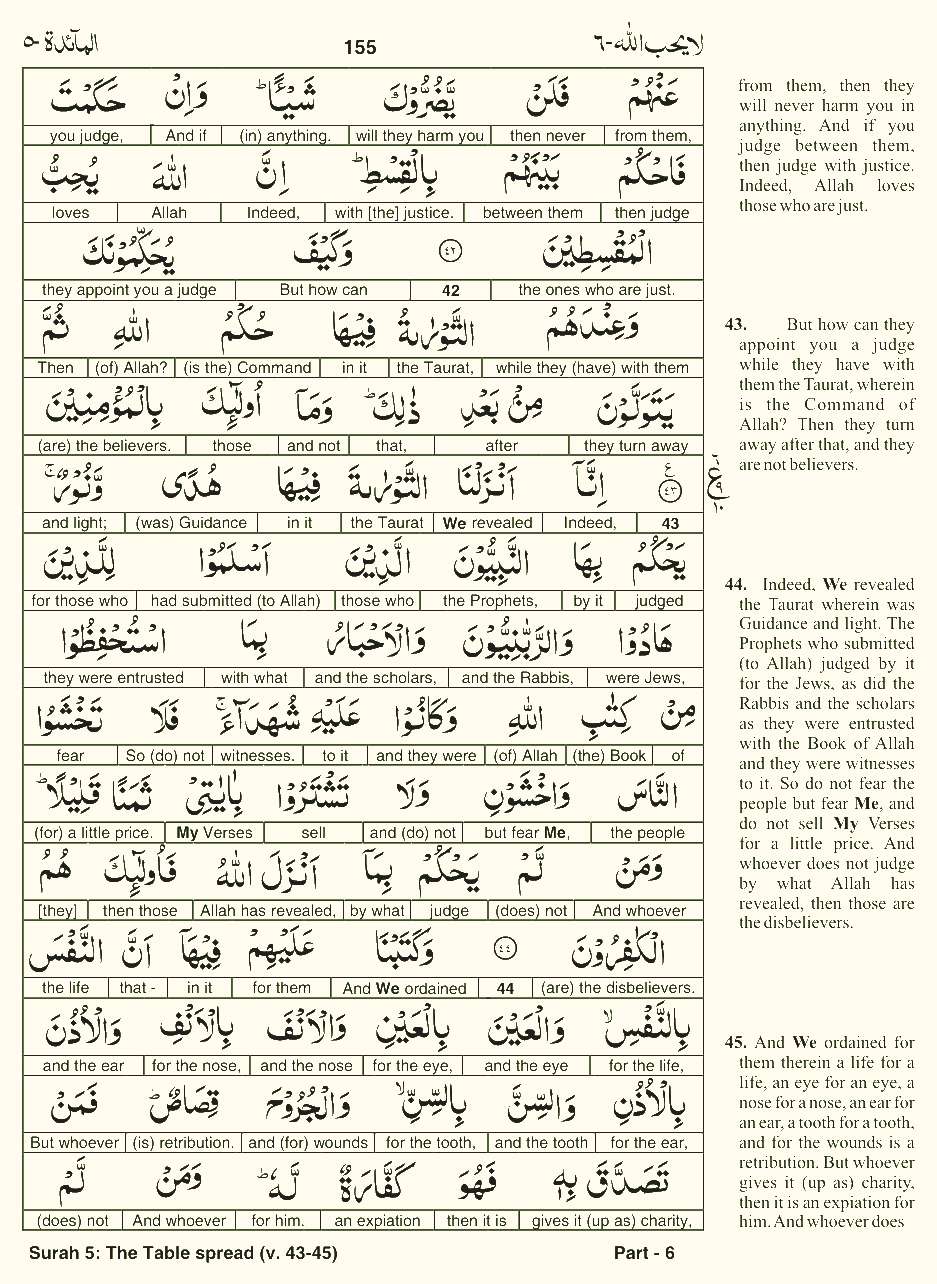 Quran English Parah 6 Page 19
