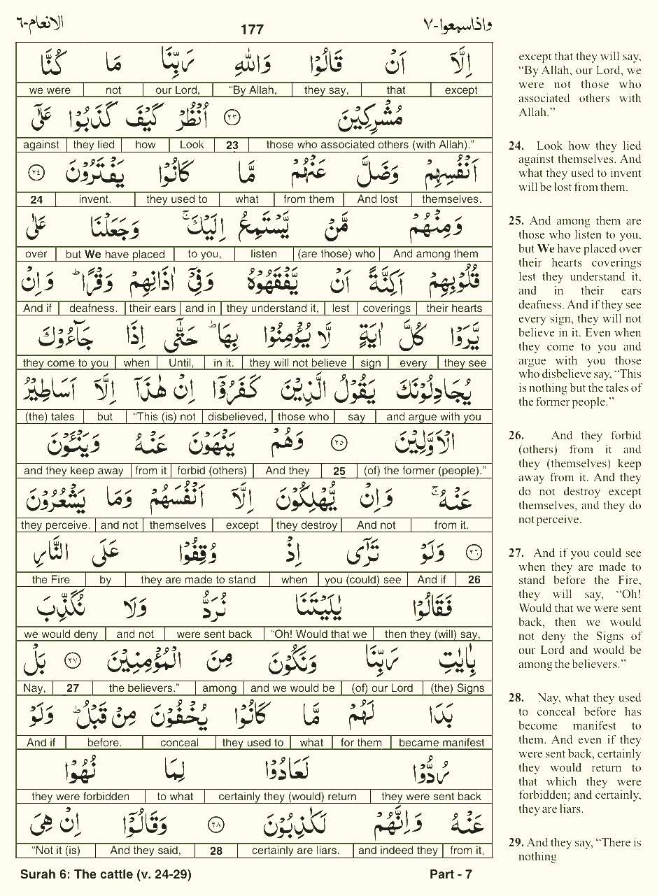 Quran English Parah 7 Page 13