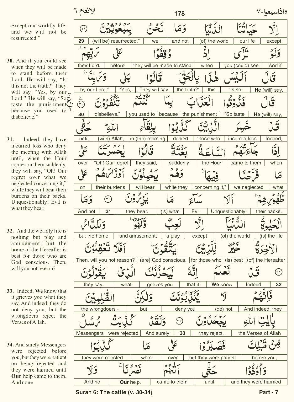 Quran English Parah 7 Page 14