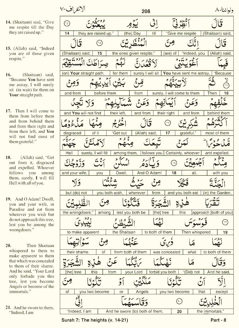 Quran English Parah 8 Page 15