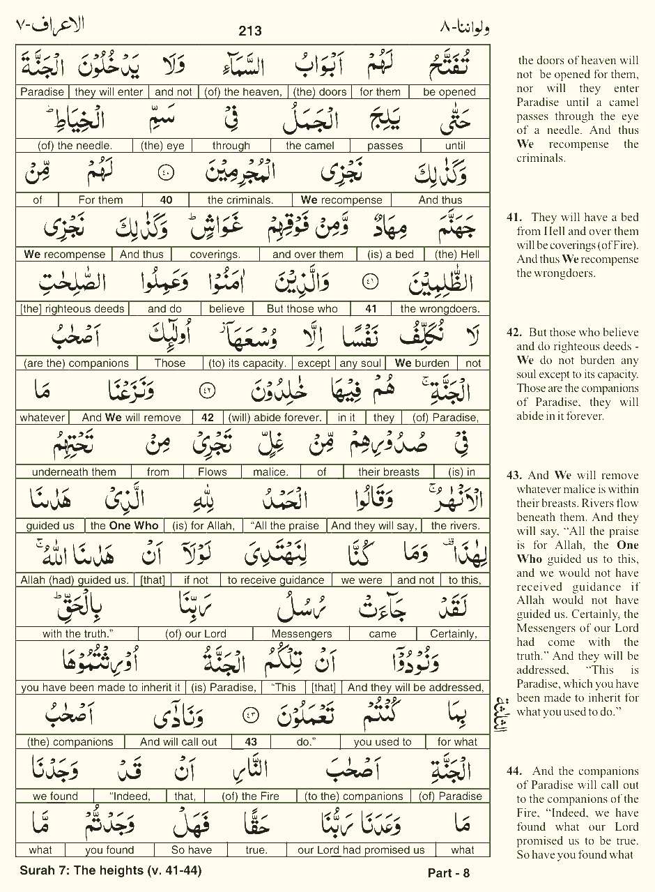 Quran English Parah 8 Page 20