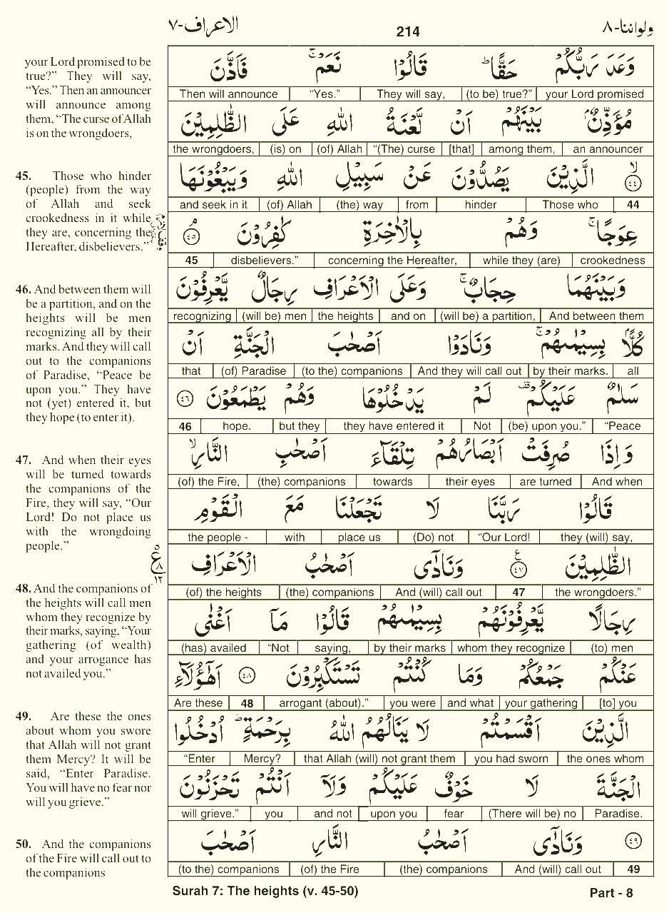Quran English Parah 8 Page 21
