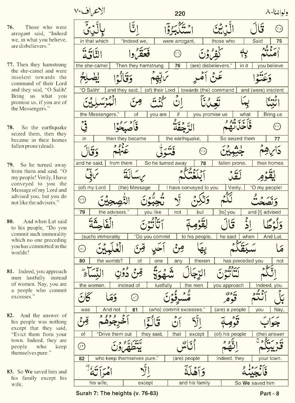 Quran English Parah 8 Page 27