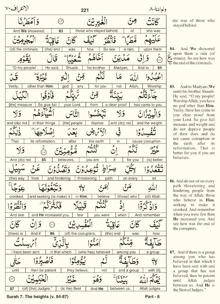 Quran English Parah 8 Page 28