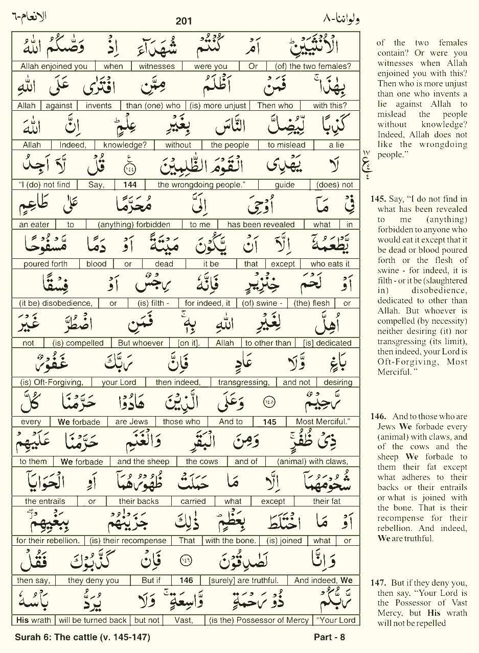 Quran English Parah 8 Page 8