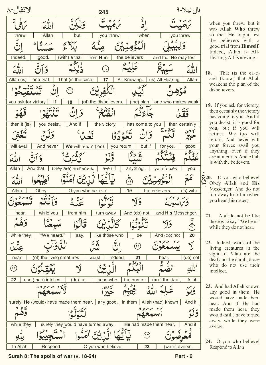 Quran English Parah 9 Page 24