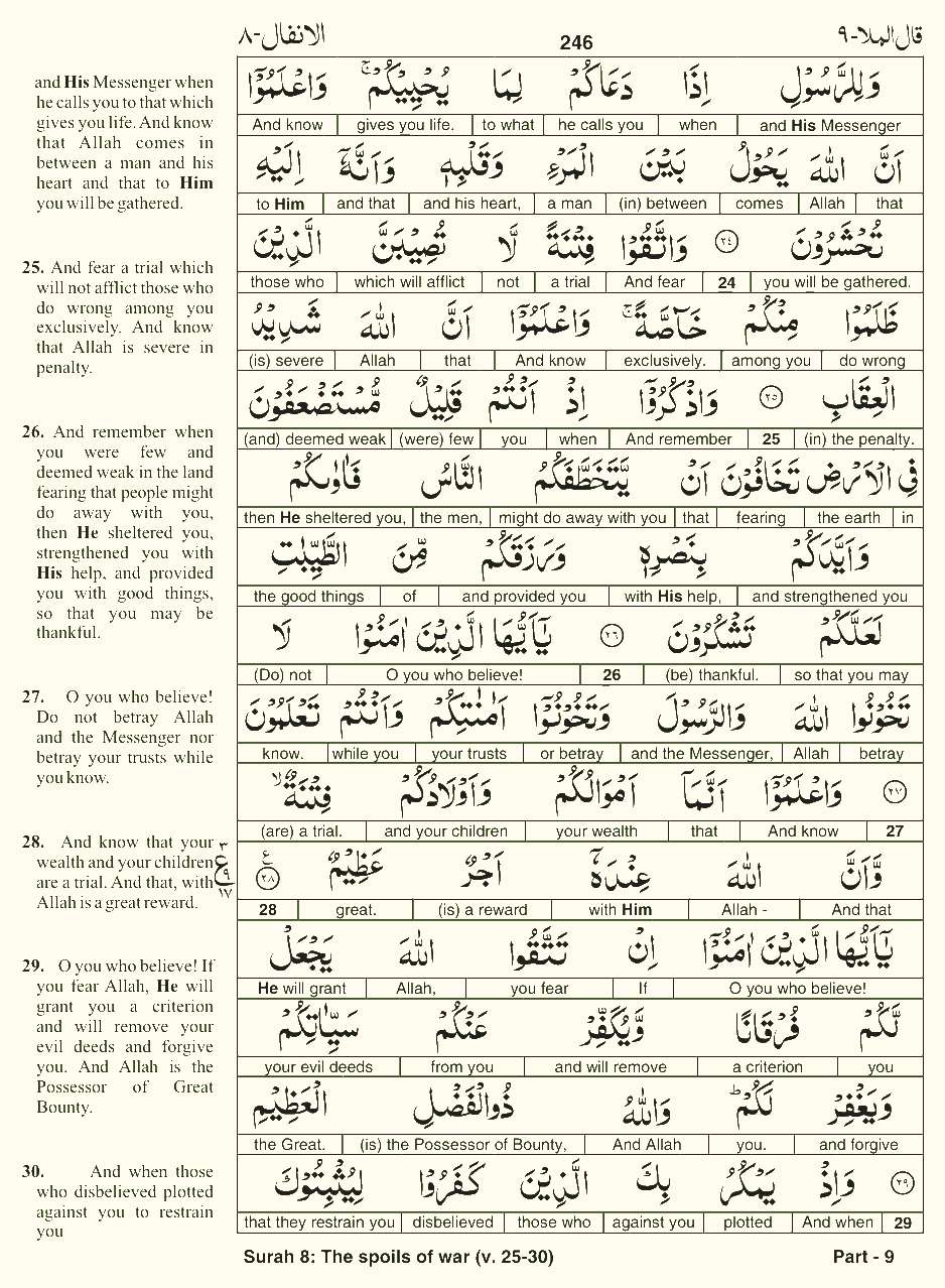 Quran English Parah 9 Page 25